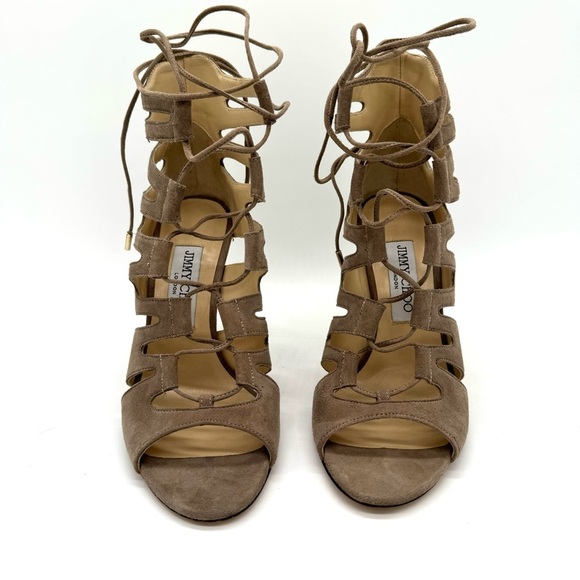 Jimmy Choo Hitch Sandal Booties In light Mocha NEW - Picture 3 of 12